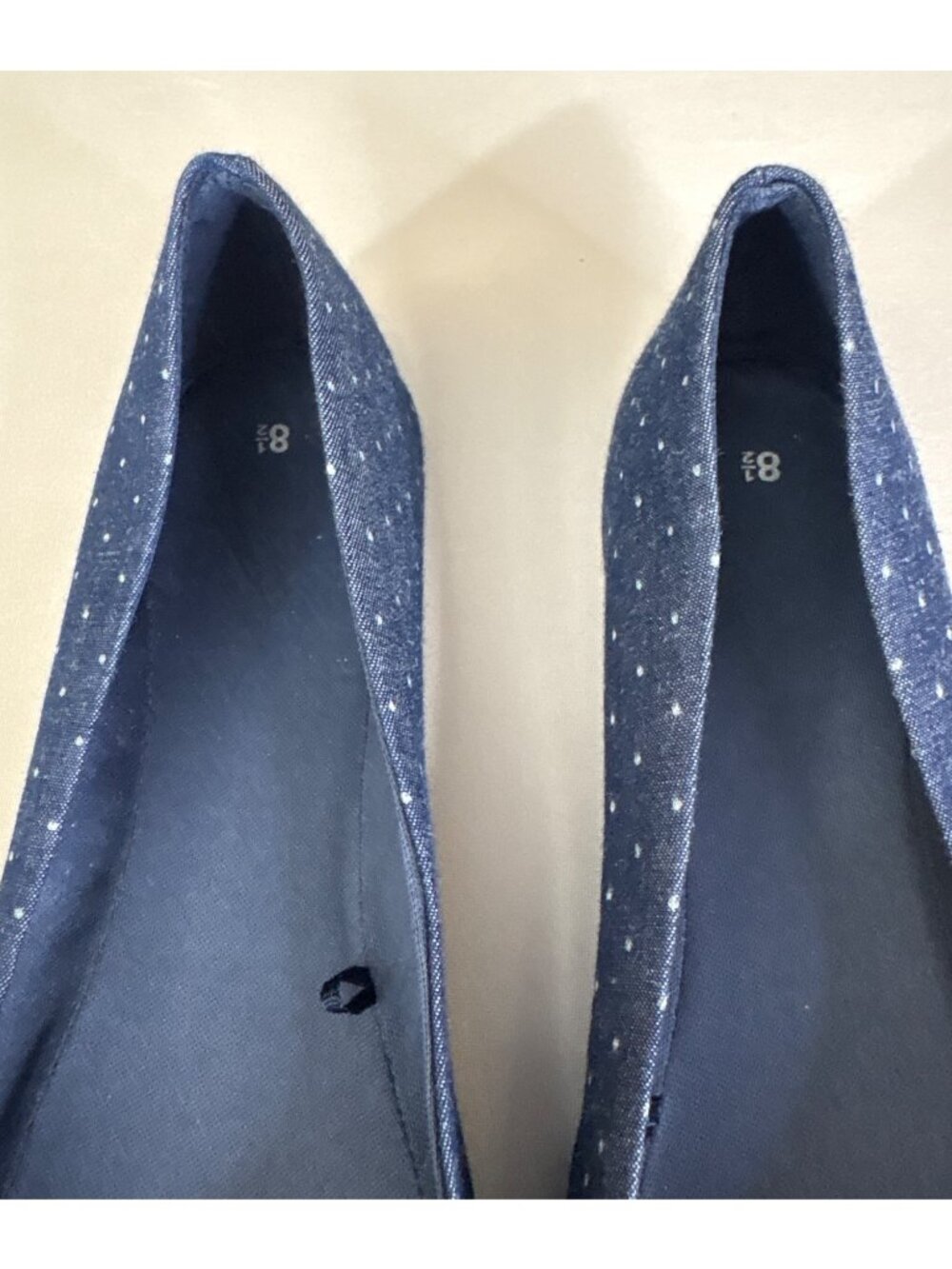 Blue Polka Dot Womens Flat Shoes Size 8.5 Slip-On Casual Ballerina Ballet Flats - Picture 7 of 8